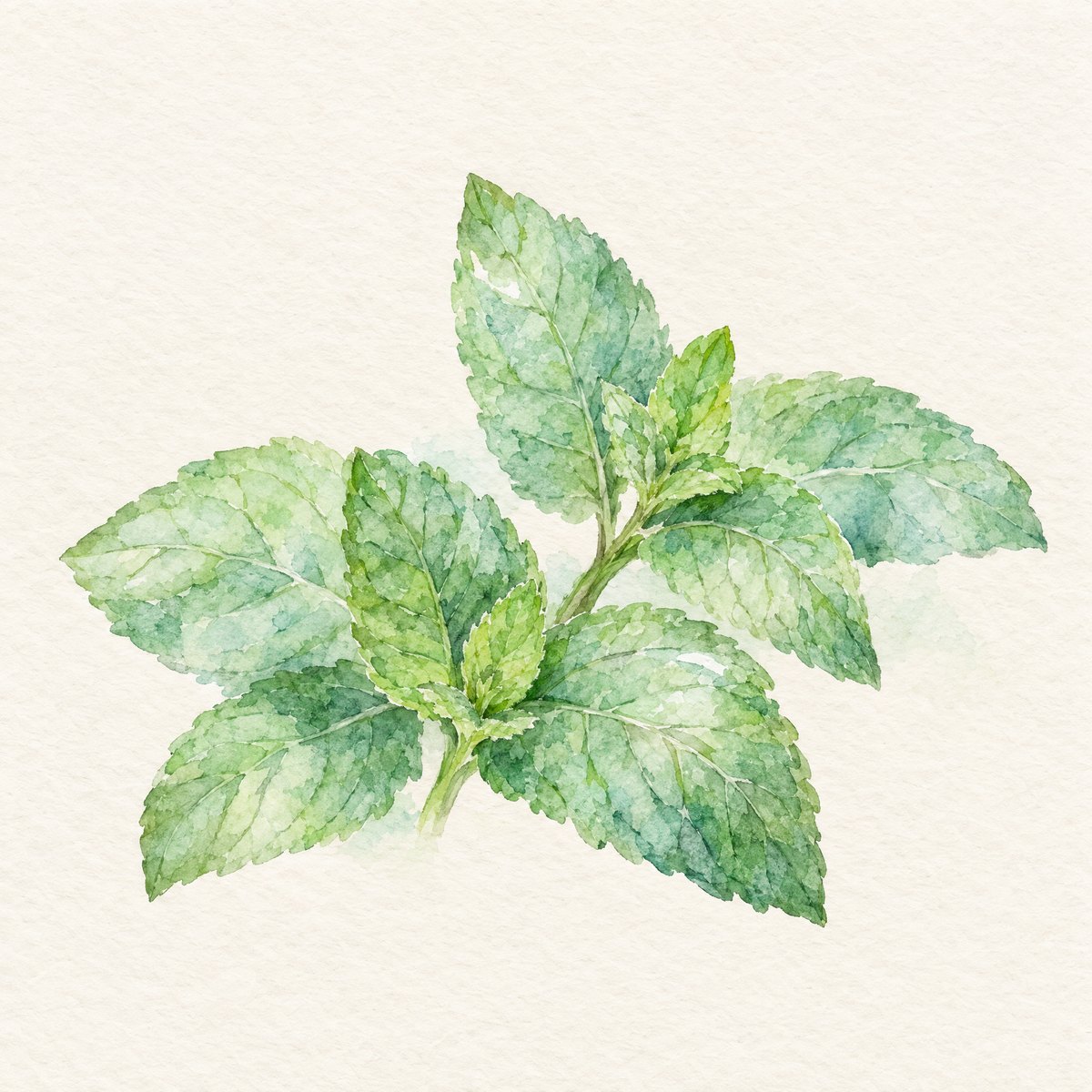 ミントの葉の水彩イラスト