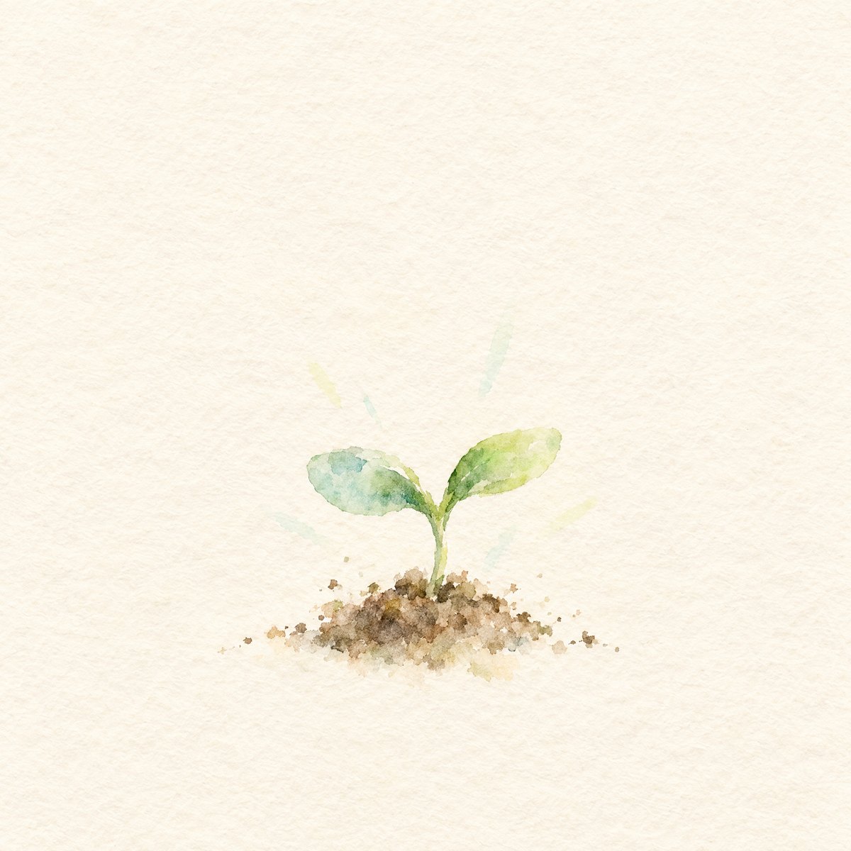 春の芽吹きを描いた水彩イラスト